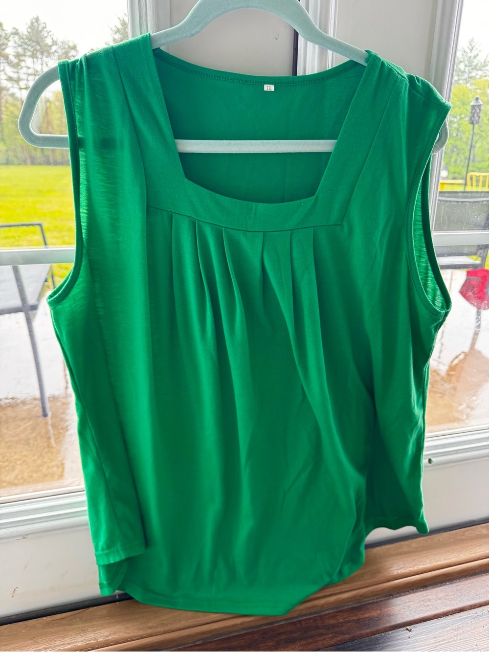 Sleeveless Green Pleat-Front Women's Top